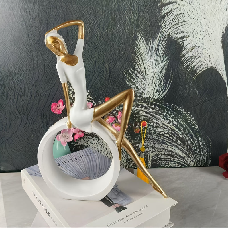 2 Piezas de Estatuilla de Resina Artística de Chica de Yoga - Escultura Creativa Nórdica, Figura de Bailarina Elegante - Perfecta para Decoración del Hogar y Regalo Ideal - Adorno de Mesa Artístico para Sala, TV o Gabinete