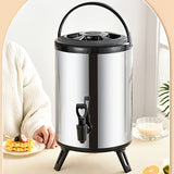 1 pieza, Dispensador de té aislado de acero inoxidable, cubo de hielo versátil para beber al aire libre, cubo térmico de gran capacidad para leche con diseño de tapa de múltiples capas, base plegable para uso comercial, equipado con asa para agregar hiel