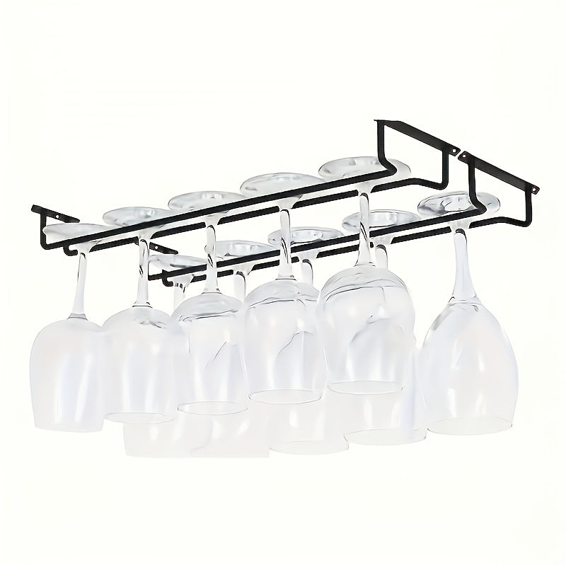 Soporte para Copas de Vino de Hierro de 2 Piezas - Estante Ahorrador de Espacio para Gabinete en Cocina y Bar