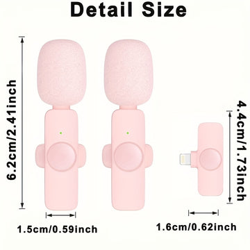 Microfono sin varillas profesional para solapa, compatible con iPhone y iPad - Micrófono de solapa sin varillas para grabacións de video, TikTok, entrevistas en YouTube, podcasts y vlogs - Mini micrófono móvil rosa, regalo ideal para festividades
