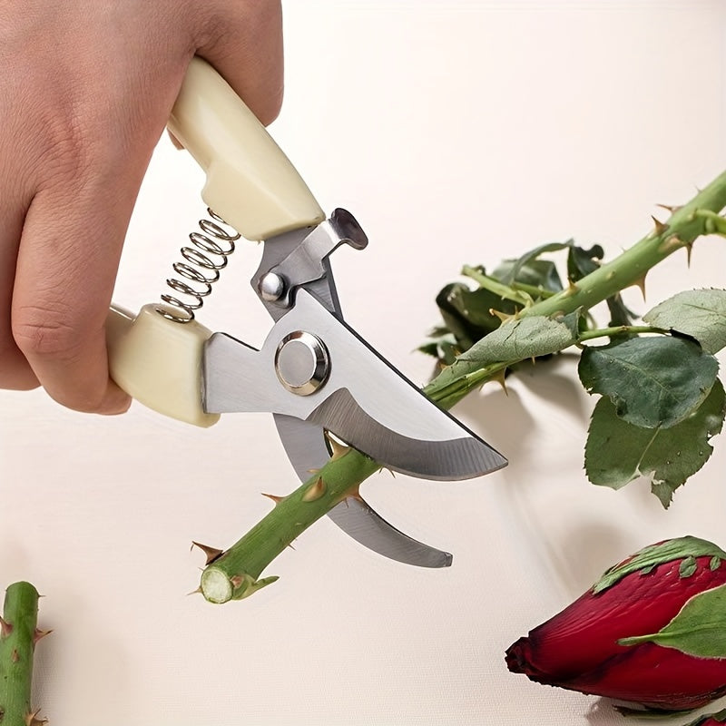 1 Pieza, Tijeras De Jardín De Acero Inoxidable, Reparación De Ramas De Flores, Recolección De Frutas, Plantas De Jardinería, Tijeras De Cabeza Recta Y Codo Cómodas, De Uso Múltiple Que Ahorran Trabajo