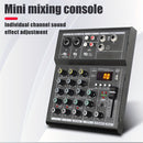 Mezclador de Audio Profesional LX01 | Multicanal con Alimentación USB | Consola Negra en Aleación con Pantalla Digital y Controles Individuales para Canales | Ideal para Transmisiones, Karaoke y Estudios Caseros | Diseño Compacto con Reproductor de MP3 |