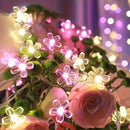 FUNINGEEK Luces de cuerda de flor de cerezo solar, 20/50/100 LED, IPX4, 8 modos, control de botón de pulsar, batería de níquel, luces de hada para jardín, patio, porche, Navidad, boda, decoración de fiesta, decoraciones solares
