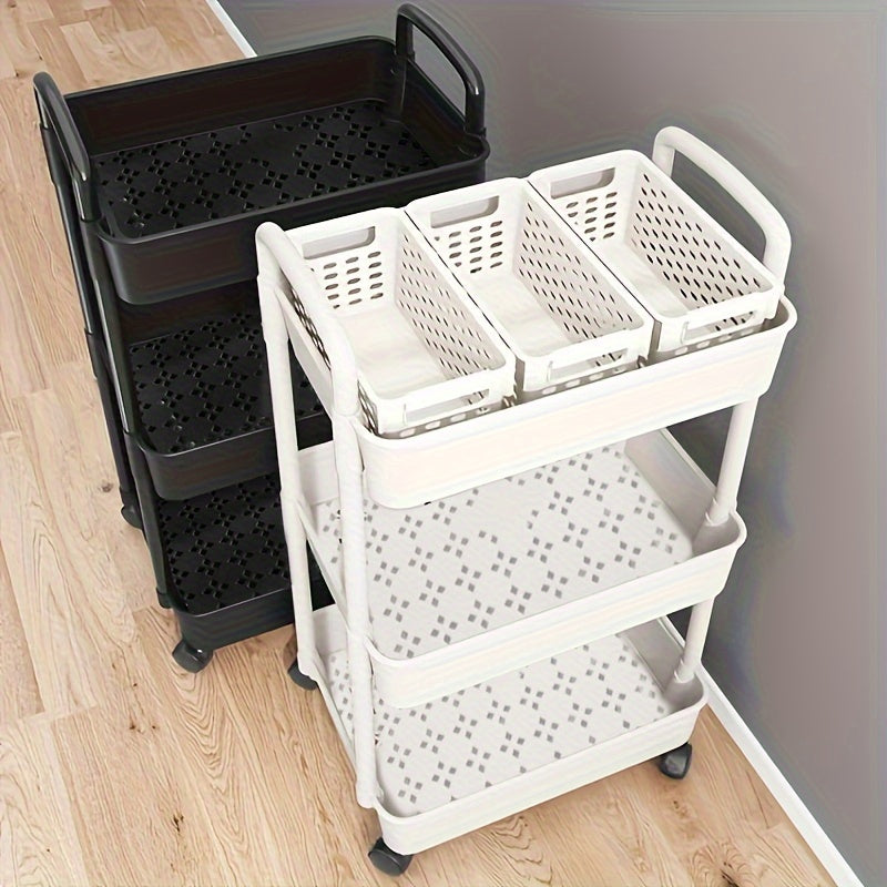 Carrito organizador de almacenamiento de varios niveles - Versátil, portátil para cocina, baño, dormitorio - Plástico duradero, fácil de mover con amplio espacio de almacenamiento