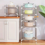 Estantería de Acero Inoxidable para Ollas Multinivel Resistente - Organizador de Cocina Contemporáneo con Diseño Móvil para Ollas, Sartenes y Utensilios - Estante de Pie Ahorrador de Espacio para Hogares Modernos, Almacenamiento de Utensilios | Diseño Co