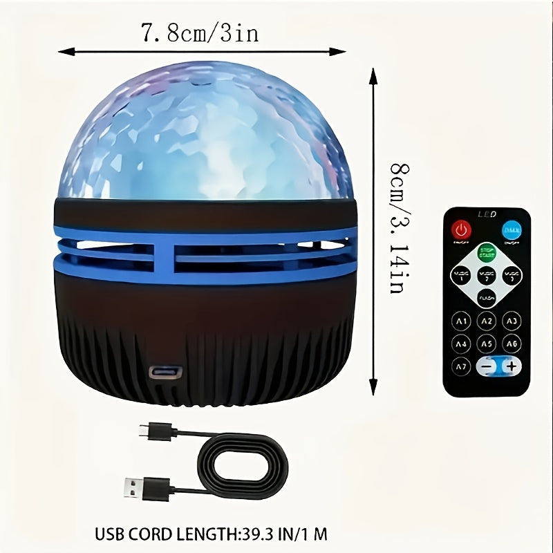 1pc Proyector de Efecto Ondas Acuáticas - Luz LED Cambiante con Control Remoto, Iluminación Ambiental Cielo Estrellado y Atardecer para Dormitorio, Sala, Regalo Festivo, Decoración del Hogar, Alta Calidad, Relajación