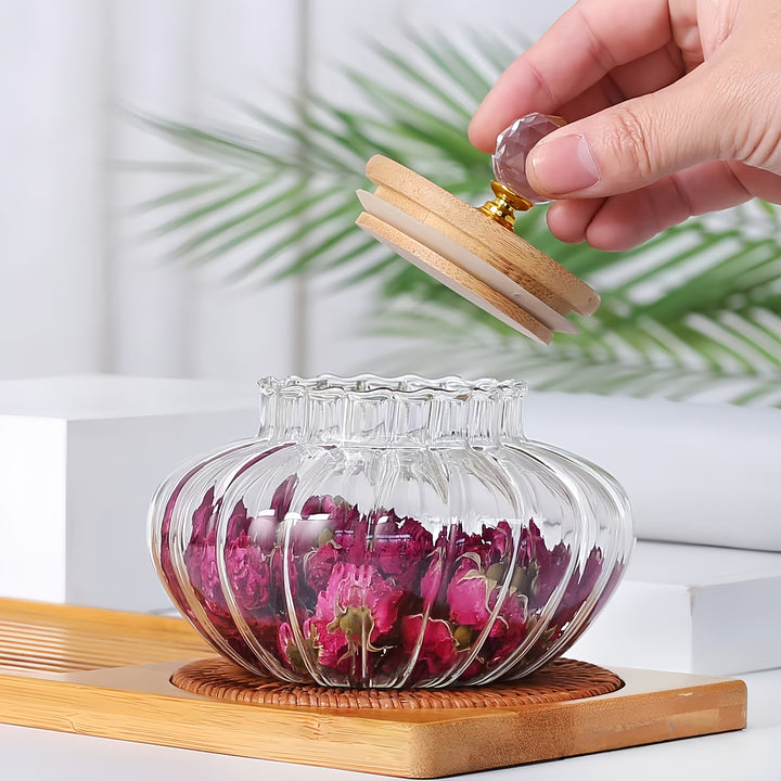 2 piezas, Jarrón de vidrio con diamantes, Jarrón sellado de vidrio, Jarrón de almacenamiento, Jarrón de almacenamiento, Jarrón de té, Envoltura de tela de perlas anticaídas, Adecuado para decoración del hogar