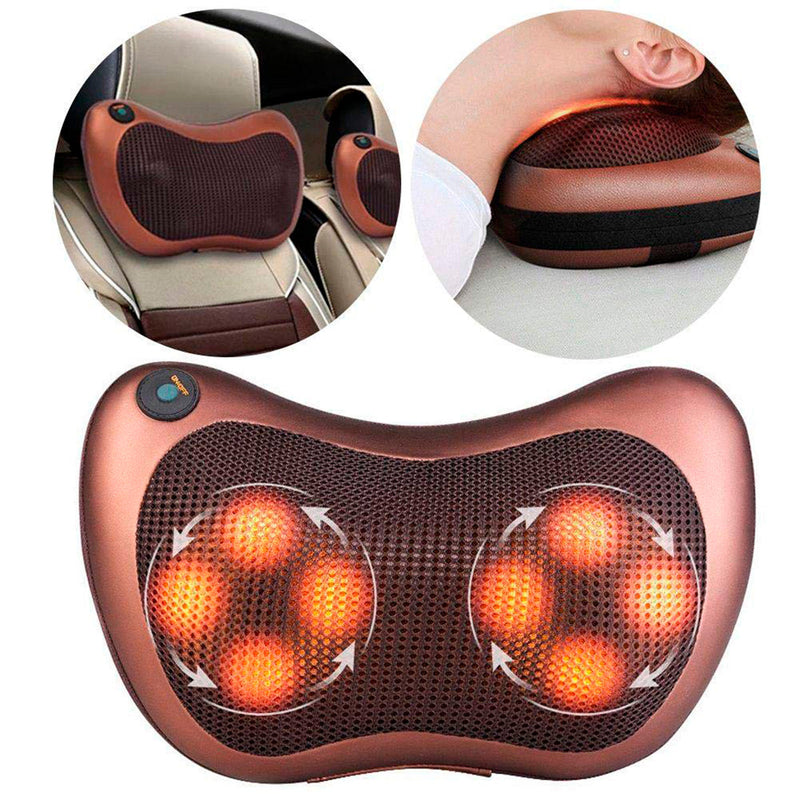 Masajeador Cojín Multifuncional Espalda + Lumbar + Cuello  Portátil 8028