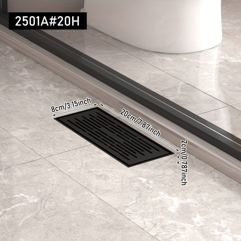 1pc Desagüe de Ducha Rectangular de Hierro Fundido Resistente - Gran Capacidad, Anti-Olor para Baños de Hotel y Hogar, Evita la Acumulación de Agua & Mantiene la Secura, Capturador de Cabello, Acabado Metálico Elegante, Construcción Duradera