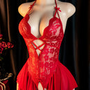 Lencería sexy, diseño de entrepierna abierta, mono esqueleto de encaje, elegante mono para mujer, ropa de seducción para la cama, bata de pasión