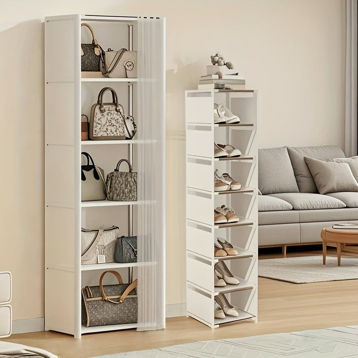 2 piezas Conjunto grande de combinación, estantería de almacenamiento portátil ensamblada, estantería de bolsos coincidente para izquierda y derecha, estantería de almacenamiento de artículos