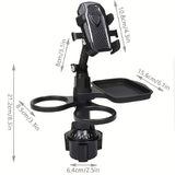 Bandeja Giratoria 360° para Consola de Auto - Soporte para Teléfono y Navegación con Porta Hamburguesas/Comida, Organizador de Tazas de Café - Bandeja Multiusos de Plástico Duradero para Viajes Seguros, Mesa de Coche Resistente