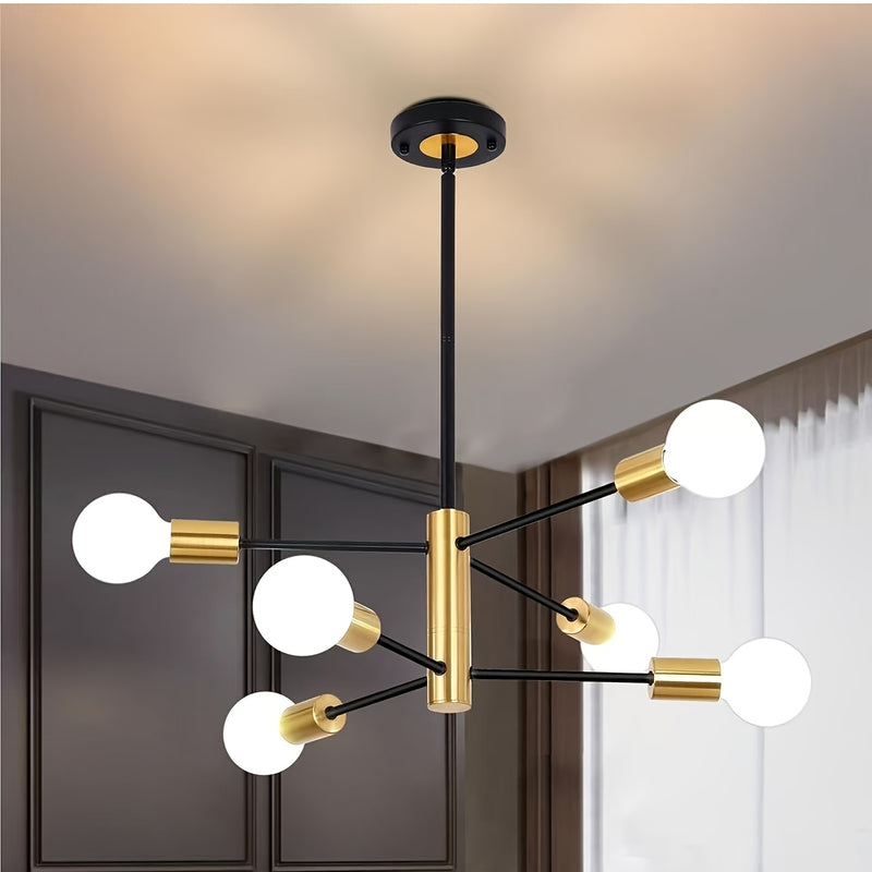 Lámpara Colgante Geométrica de Estilo Industrial Artesanal - Acabado en Metal , Montaje Semi-Bajante y Semi-Incrustrado, Sin Necesidad de Cableado, Incluye Herrajes, 110V-240V para Sala de Estar y Comedor (Bombilla no Incluida)