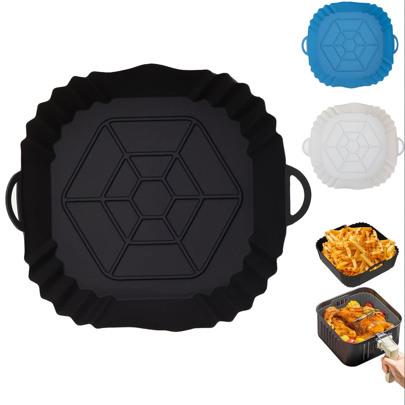 1 pieza de funda de aire frito cuadrada de silicona, fundas de aire frito de silicona reutilizables, funda de aire frito plegable y fácil de limpiar, funda de hornear, almohadillas de bandeja de hornear de silicona reemplazables, accesorios y piezas de a