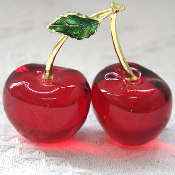 1 ud Exquisita Figura de Cereza de Cristal de Vidrio - Papel Pesa de Fruta Roja Vibrante, Elegante Centro de Mesa y Regalo Considerado para Entusiastas de la Decoración del Hogar - Añade un Toque de Lujo a Cualquier Habitación