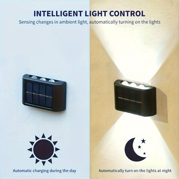 2 unidades de luces solares para paredes, iluminación para patio al aire libre para jardín, villa, paisaje, luces para paredes, cero factura de electricidad, diseño inalámbrico para paredes exteriores.