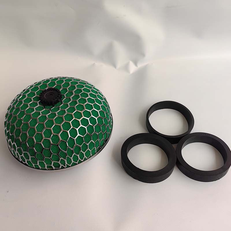 Filtro de aire, incluye: 1 filtro de aire + 3 accesorios de anillos de goma, material de esponja + acero inoxidable, filtro de aire con elemento de filtro tipo cabeza de hongo