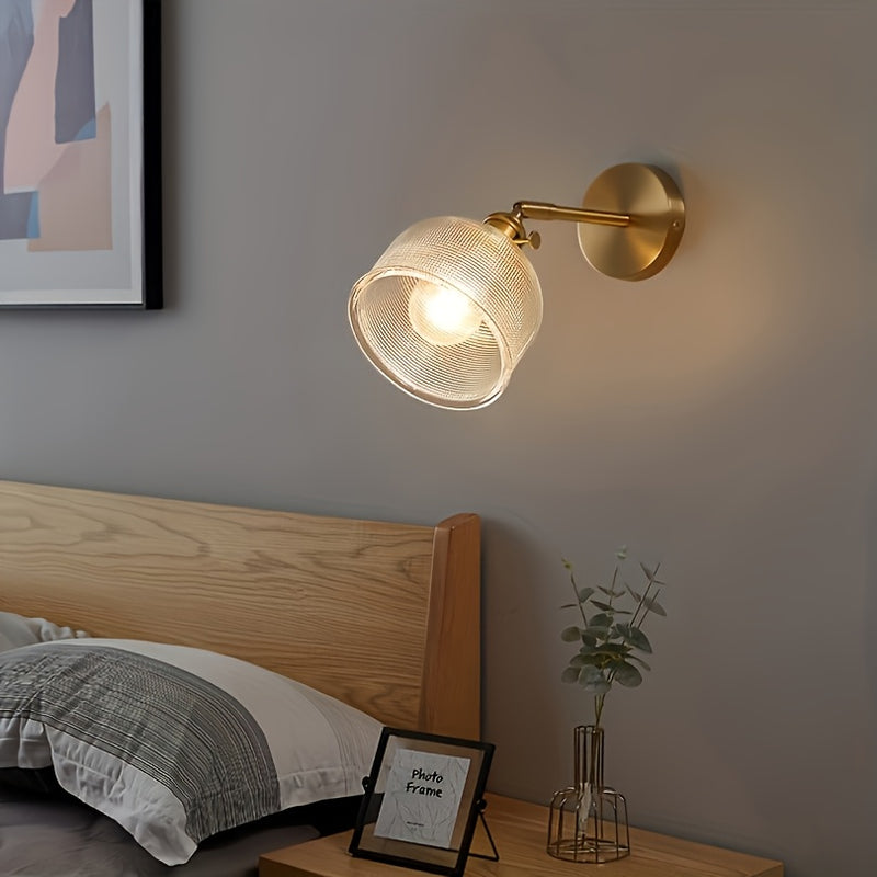 1pc Moderna Pared de Vidrio Pulido Sconce, Base de Bombilla E26 Ajustable, Control de Interruptor, Instalación Semi-Embebida, Acabado de Metal Pulido, Sombra de Vidrio, Ubicación Seca, 110V-240V, Sin Bombilla Incluida