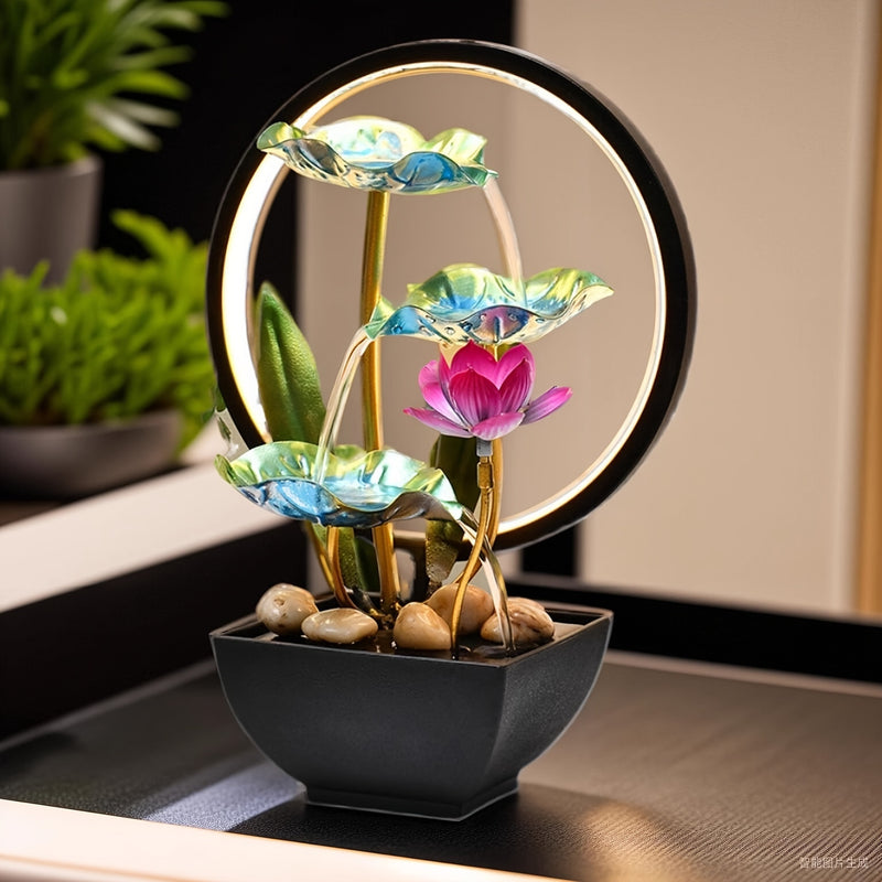 Fuente de escritorio decorativa con alimentación USB metálica, fuente de agua de inspiración zen con sonido relajante, fuente de interior para decoración del hogar.