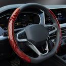 Funda de volante de fibra de carbono roja - Diseño estéreo segmentado, material PVC, accesorio interior elegante para vehículos, accesorios de dirección | Funda de volante elegante | Funda de volante duradera