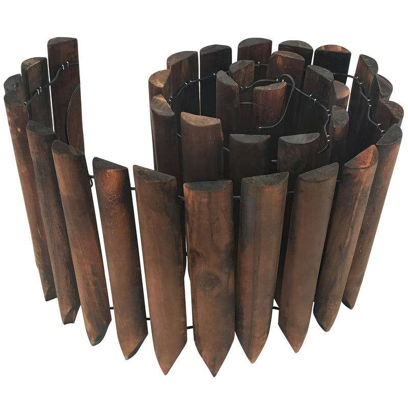 Valla de jardín de madera rústica de diseño curvo flexible para protección de mascotas y privacidad, decoración de patio y sendero en estilo pastoril, valla de jardín, barrera de protección de mascotas, estética natural, madera duradera.