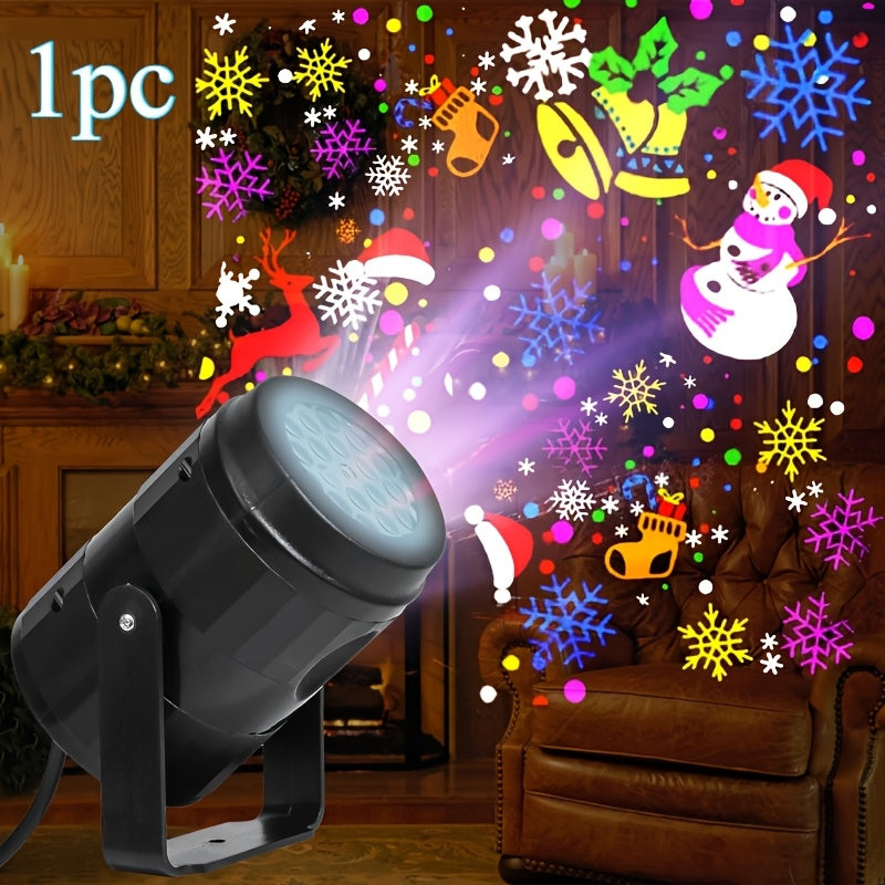 16 Luces de proyección dinámicas de escenas navideñas - Lámparas LED vibrantes para pared con copos de nieve, renos y más - Alimentación por USB, montaje semiempotrado para fiestas, bodas y decoración navideña, adornos para Navidad