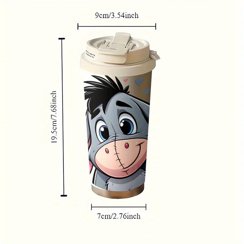 Taza de Viaje de Acero Inoxidable Disney Eeyore de 18oz - A Prueba de Fugas, Aislada con Tapa para Bebidas Calientes y Frías, Ideal para Actividades al Aire Libre, Uso en el Coche y Amantes del Café