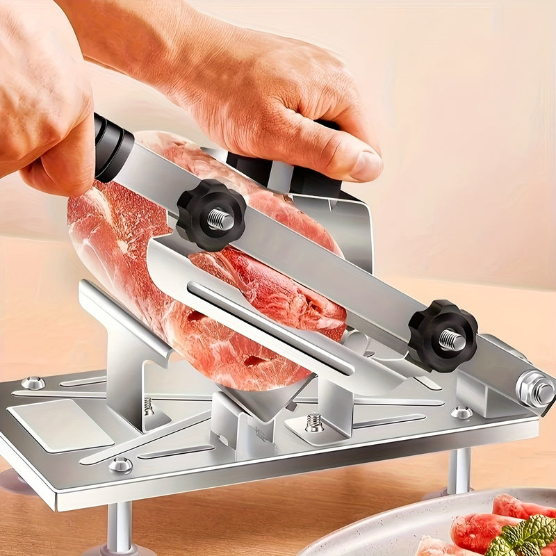 Cortador de carne de acero inoxidable, cortador de huesos manual para jamón, pan, queso, carne congelada, carne de vaca, frutas, verduras - Ideal para cortar y picar, cortar huesos, picar carne