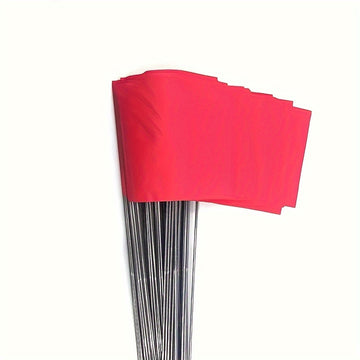 100pcs Banderas de Marcado de PVC Rojo Duraderas - Estacas Versátiles para Jardín y Patio al Aire Libre para Paisajismo, Riego y Más - No Requiere Baterías