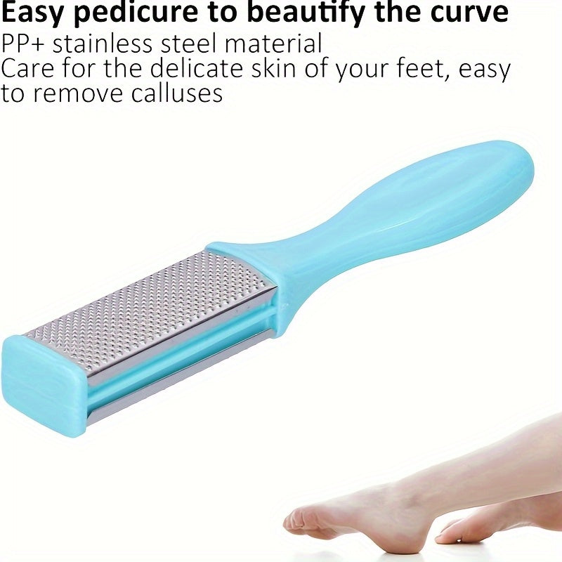 1pc Herramienta de Pedicura de Acero Inoxidable - Raspador Exfoliante para Pies y Manos con Mango Ergonómico Azul Claro, Removedor Manual Beige Claro, Sin Batería Necesaria, Esencial Duradero para Hogar y Viaje, Diseño Elegante, Construcción Robusta, Cui