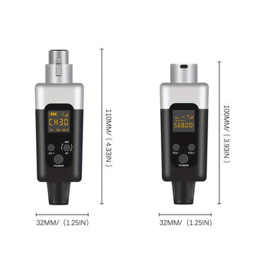 Kit de transmisor y receptor inalámbrico de micrófono de 48V/0V con entrada XLR - Sistema inalámbrico 2.4G/3G/4G/5G para micrófonos dinámicos y condensadores, sistema de altavoces controlado por volumen, batería de litio recargable, sin cargador incluido