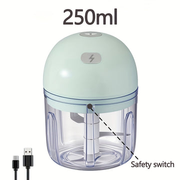 Molino de ajo eléctrico mini, 250 ml, molino de alimentos, USB, molino de verduras, molino de cebolla, procesador de alimentos portátil pequeño, ajo, jengibre, chile, verduras