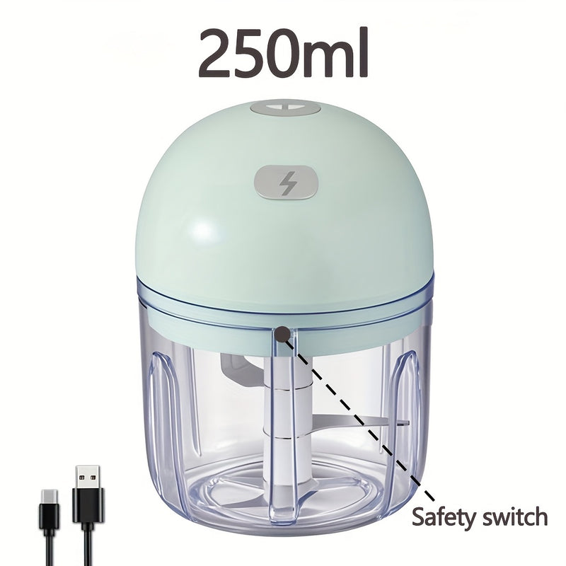 Molino de ajo eléctrico mini, 250 ml, molino de alimentos, USB, molino de verduras, molino de cebolla, procesador de alimentos portátil pequeño, ajo, jengibre, chile, verduras