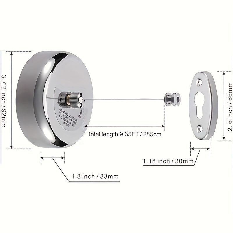 1 Unidad, Tendedero De Acero Inoxidable, Línea De Lavandería Retráctil Y Ajustable Montada En La Pared, Accesorios De Lavandería Convenientes Y Que Ahorran Espacio Para Uso En Interiores