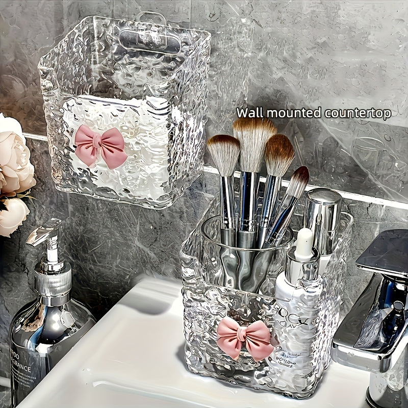 Organizador de Pared de Plástico Transparente para Brochas de Maquillaje y Herramientas para el Cabello - No Necesita Energía, Perfecto para Almacenamiento en el Baño