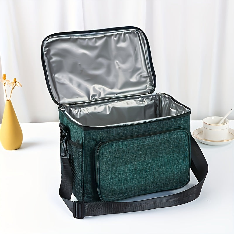 Bolsa de aislamiento de gran capacidad de tela Oxford gruesa portátil que no entra en contacto con alimentos, se puede llevar en la mano y colgar sobre el hombro, ideal para el almuerzo escolar.