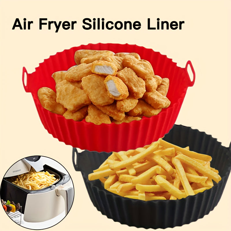 1pc Cesta de Silicona para Freidora de Aire - Reutilizable, Antiadherente y Segura en Lavavajillas para Almendras, Papas Fritas, Verduras - Accesorio de Cocina Saludable y Fácil de Limpiar, Complemento para Air Fryer