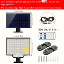 1pc Luz de Movimiento Exterior con Energía Solar y 106 LED con Ángulo Amplio de 135° para Iluminación desde el Anochecer hasta el Amanecer en Jardín y Garaje - Resistente al Clima, Control Remoto, Acabado Metálico Pulido, , Iluminación de Garaje | Luz Mo