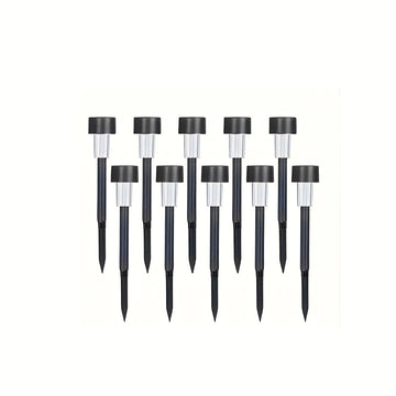 10 luces solares para paisajes - Iluminación exterior duradera IP44, impermeable - Ideal para caminos, patios, jardines, césped y garajes, alimentadas por energía solar, montaje semienterrado, material plástico, hardware de instalación incluido, luces so