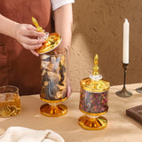 Tarros de Vidrio al Estilo Europeo con Detalles Dorados - Recipientes Herméticos Redondos para Té, Galletas y Especias - Decoración Versátil para Cocina y Sala, Ideal para Bodas y Fiestas