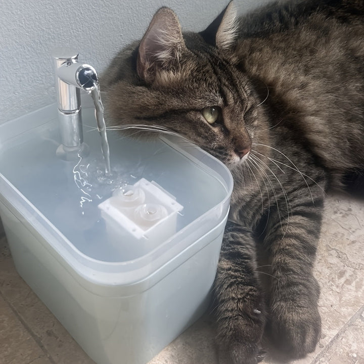 Fuente de Agua Automática para Gatos de 1.5L con Alimentación por USB, Grifo de Acero Inoxidable y Filtros - Hidratación Fresca y Circular para Mascotas Pequeñas