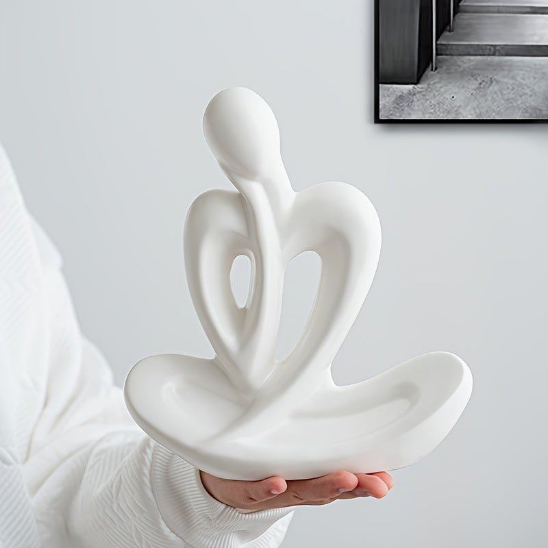 Figura Cerámica de Pensador Abstracto de Inspiración Nórdica - 1 pieza, Perfecta para Decoración de Sala de Estar, Escritorio o Mueble de Vinos