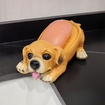 1pc Porta Jabón Adorable de Cachorro - Diseño Ovalado con Drenaje en Resina, Secado Rápido para Baño y Ducha, Decoración Moderna y Divertida para el Hogar, Artículo Duradero