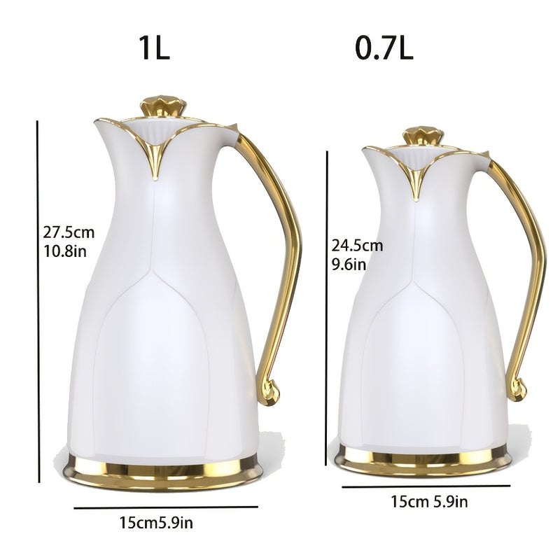 Botella de termo de plástico de 1.0L+0.8L, de venta caliente, aislamiento al vacío, revestimiento interior de vidrio, para café, té, leche