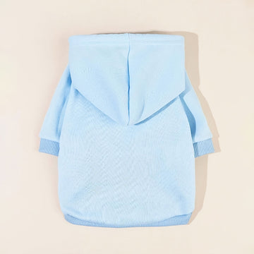 1 sudadera con capucha para mascotas, azul claro, de poliéster, abrigada y cómoda, ideal para uso en interiores o exteriores, con bolsillo delantero, para perros y gatos