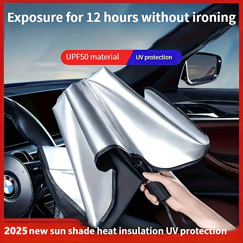 Parasol Plegable para Parabrisas de Automóvil, Protector Solar Anti-UV y Anticalor con Cubierta para Ventana Delantera