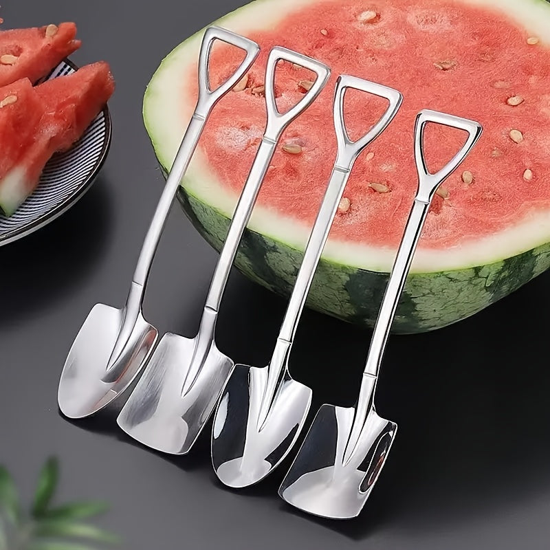 12 cucharas de acero inoxidable para sandía - Cucharas de servir duraderas de grado alimenticio para postre, helado, café - Ideales para el hogar, restaurante, hotel, cafetería, camping al aire libre, picnic, fiesta, boda - Utensilios de cocina esenciale