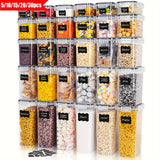 Juego de Recipientes Herméticos THELiFE para Alimentos, 5/10/20/30 Piezas con Tapas para Harina, Azúcar y Cereales, Botes Plásticos Organizadores de Despensa para Conservación