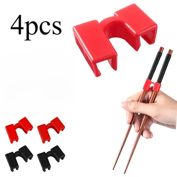 Juego de 4 Palillos Reutilizables para Principiantes - Conectores Fáciles de Agarrar y Duraderos en Plástico, Ideal para Aprender a Usar Palillos para Adultos y Niños