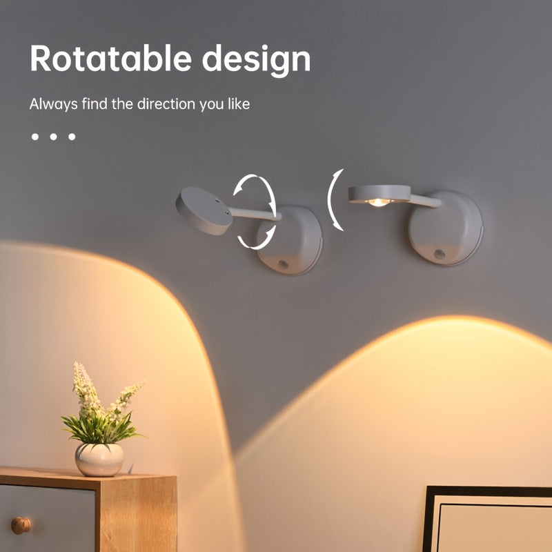 Luces de Pared con Sensor de Movimiento y Batería Recargable de 2000mAh - Sensor Infrarrojo, Brillo Ajustable, Cable USB & Control por Pared, Acabado Moderno para Pasillos, Baño, Cocina, Dormitorio - Luz Nocturna Energéticamente Eficiente, Luces Recargab